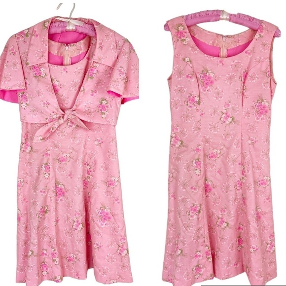 Handmade Dresses & Skirts - Vintage Handmade Pink Floral Dress